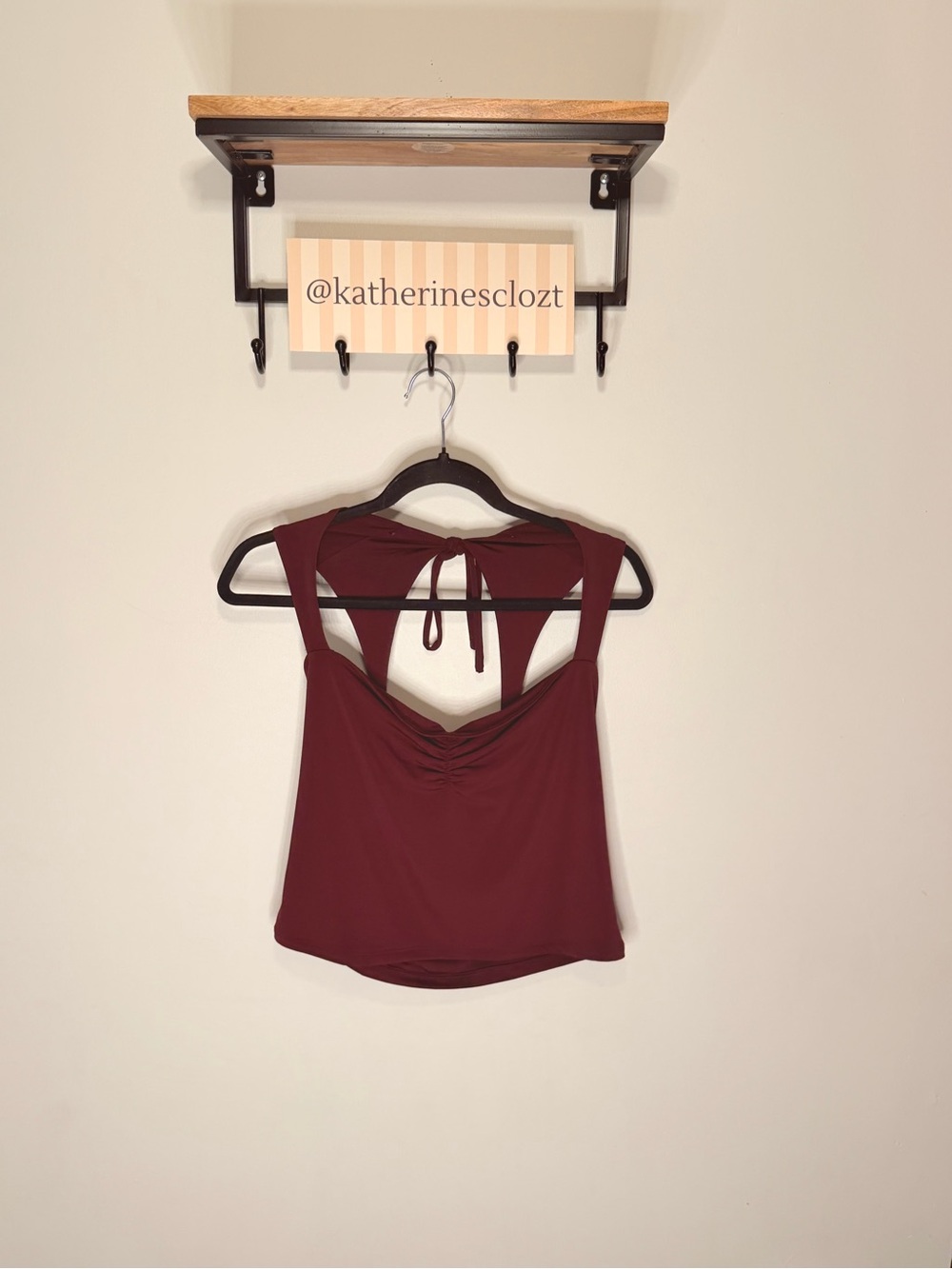 Eclipse Burgundy Ruched Front Tie-Back Camisole